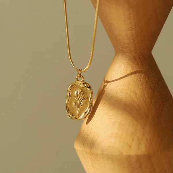 Gold Plated White Anti Tarnish and Water proof Rose Themed Pendant