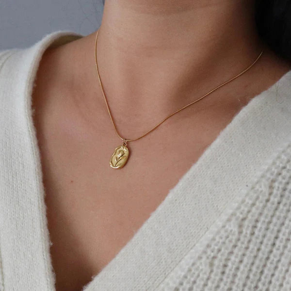 Gold Plated White Anti Tarnish and Water proof Rose Themed Pendant