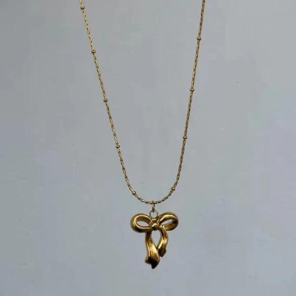 Gold-Plated Anti Tarnish Infinity Bow Pendant