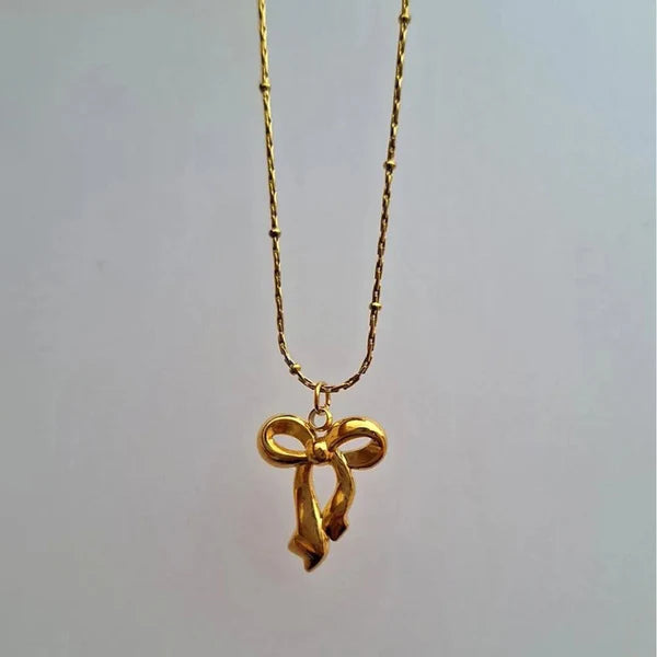Gold-Plated Anti Tarnish Infinity Bow Pendant