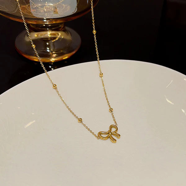 Gold-Plated Anti Tarnish Infinity Bow Pendant